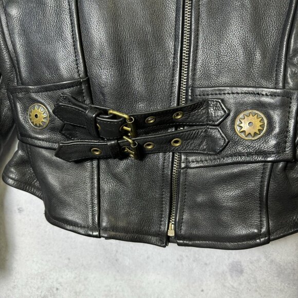 Vintage Hudson Leather Jacket Womens XS (RUNS BIG) 3M Thinsulate Biker Belted - Picture 4 of 16